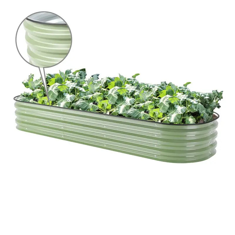 11 inches tall green raised garden metal beds-Vegega