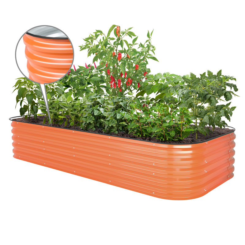 4x8 galvanized steel raised garden bed orange-Vegega