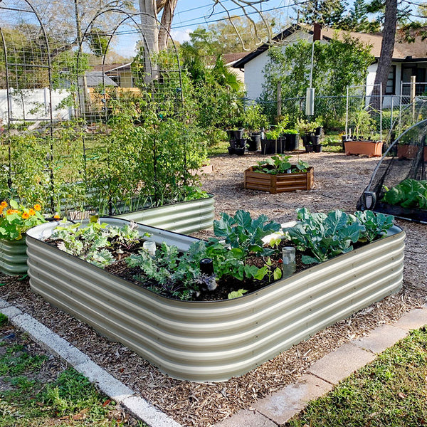 【Upgrade 2.0】17" Tall L-Shaped Metal Raised Garden Beds