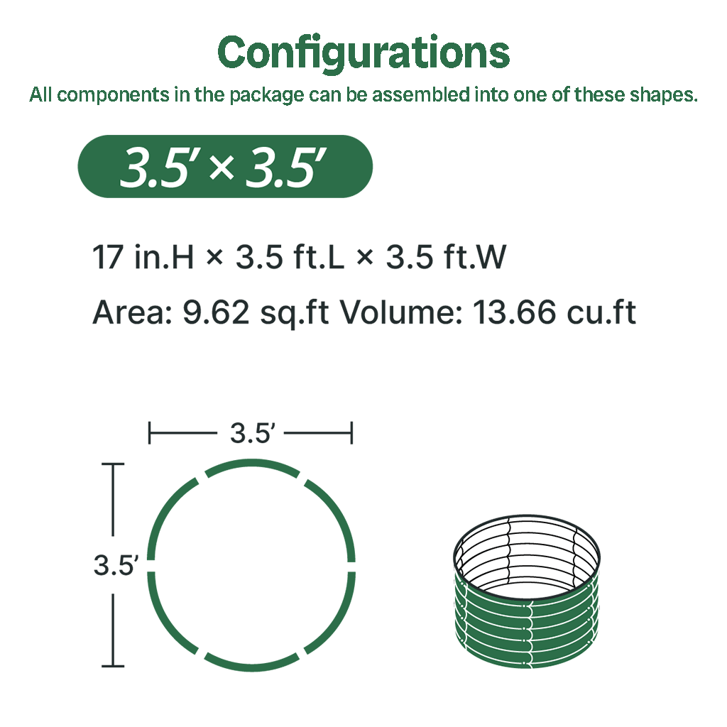 17'' Tall 42'' Wide Round Raised Garden Beds【Upgrade 2.0】