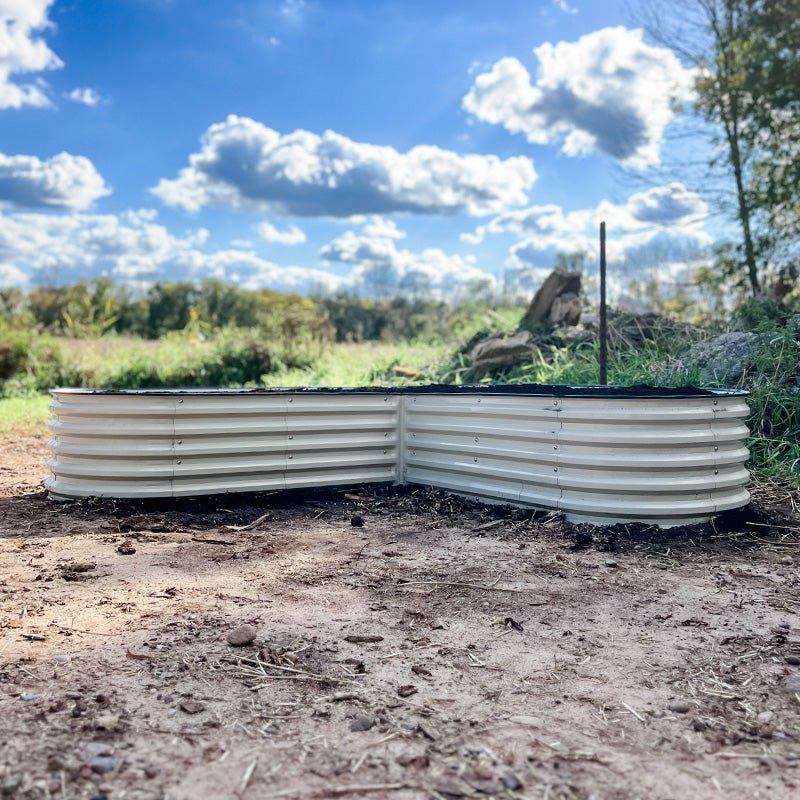 close-up of L shaped garden bed-Vegega