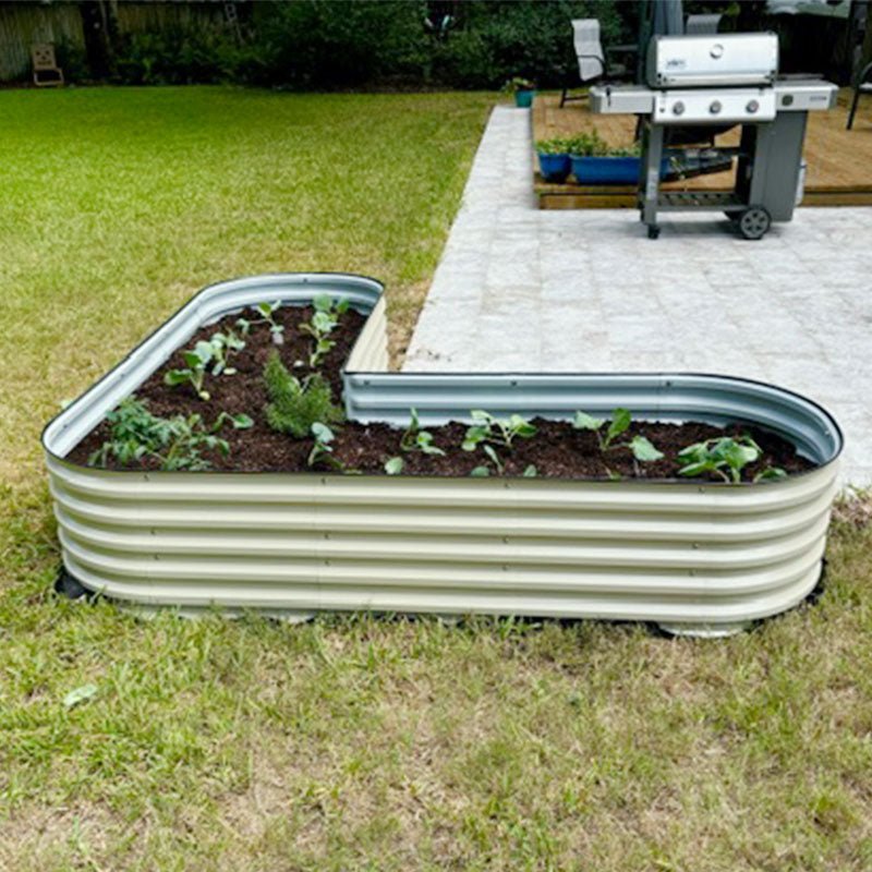 L-shaped raised garden bed white-Vegega