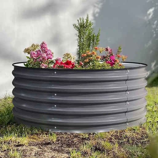 grey round raised flower beds-Vegega