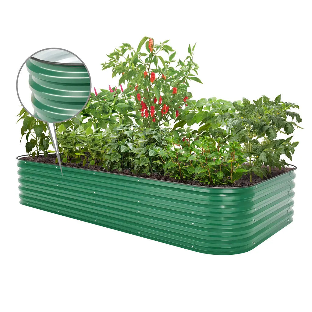 4x8 galvanized raised garden bed moss green-Vegega