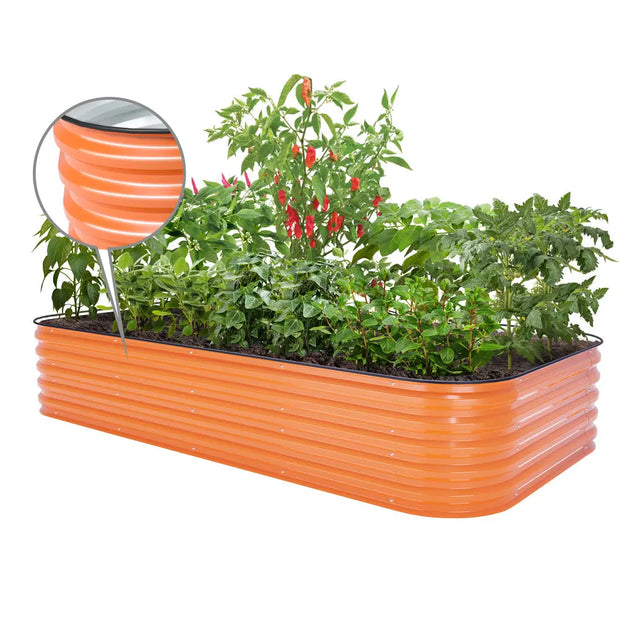 4x8 galvanized steel raised garden bed orange-Vegega