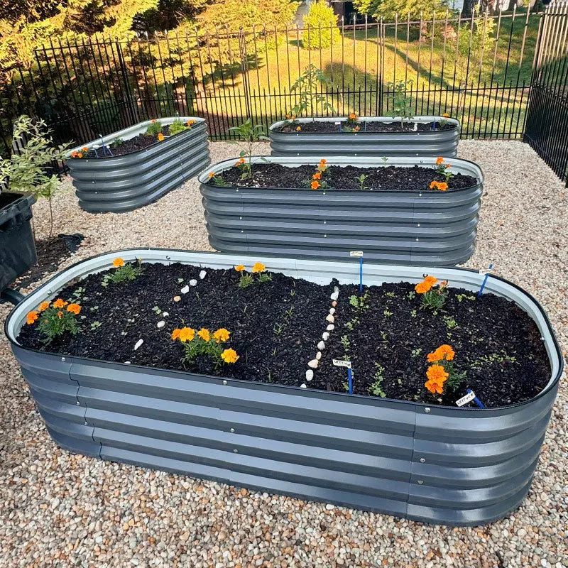 corrugated metal raised beds-Vegega