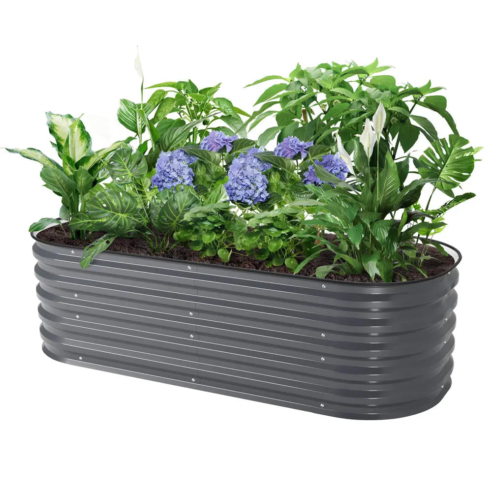 17-inch tall metal garden box grey-Vegega