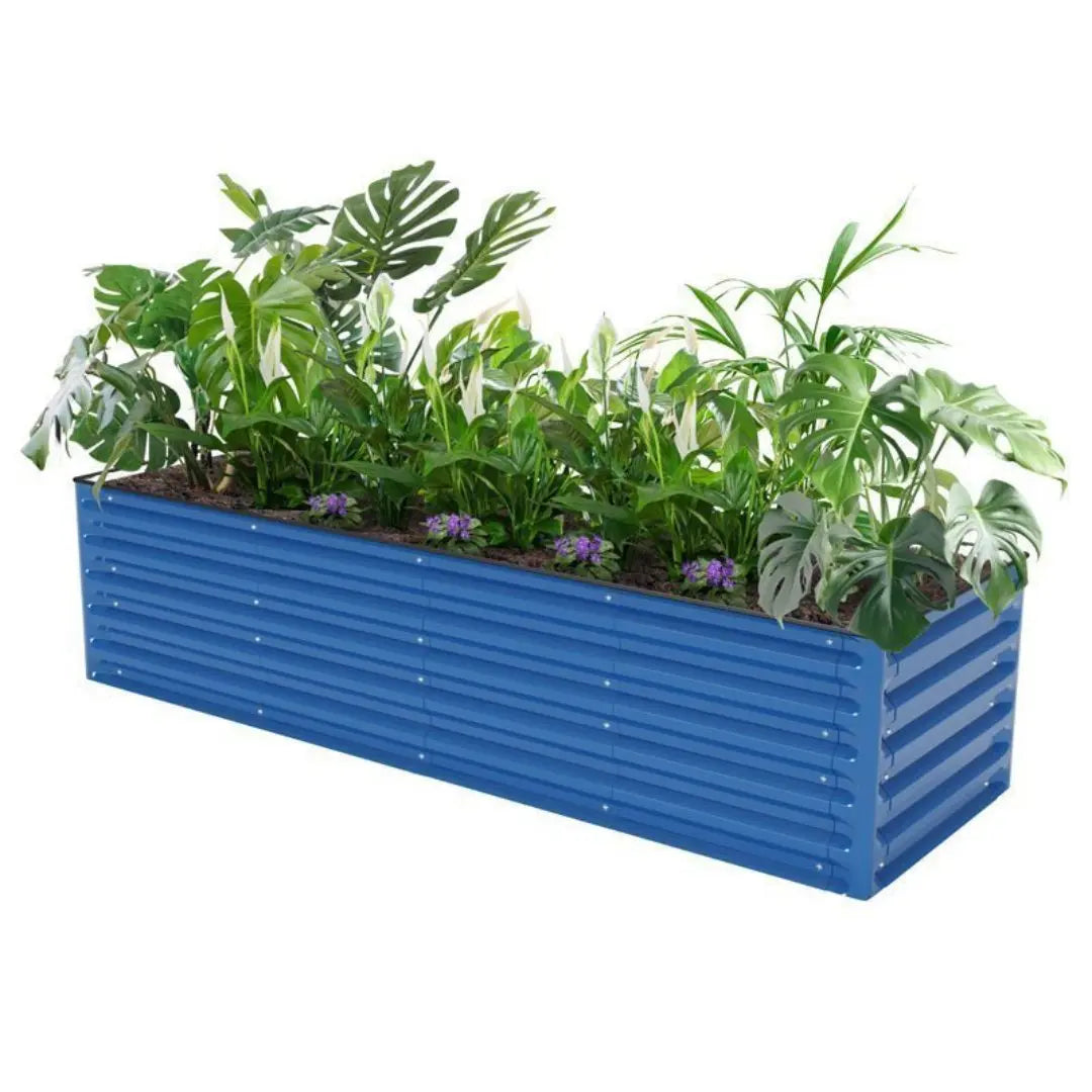 rectangle aluminum raised garden bed blue-Vegega