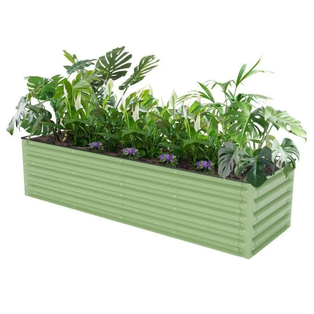 rectangular aluminum raised garden bed green-Vegega