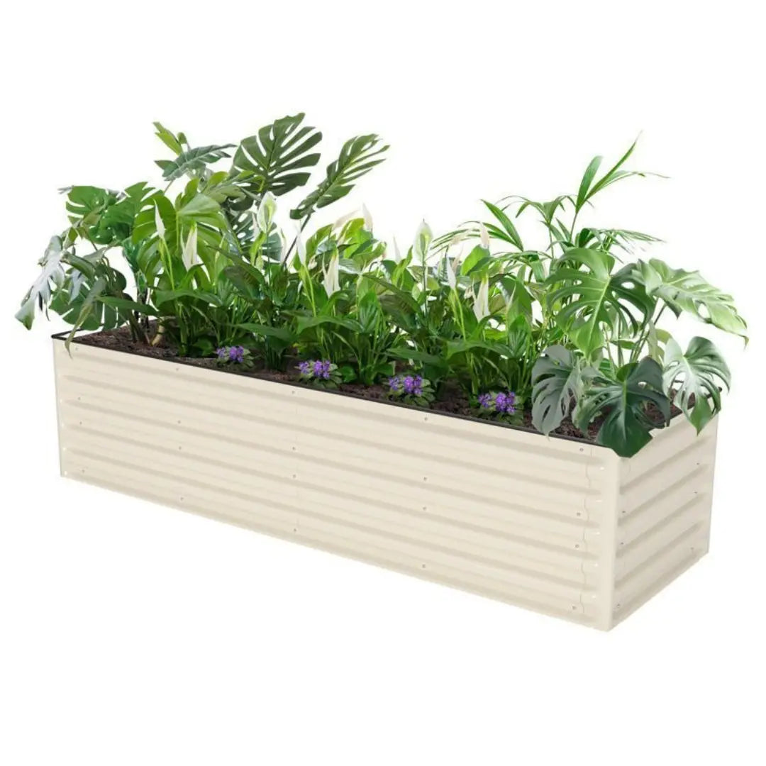 aluminum metal raised garden bed white-Vegega