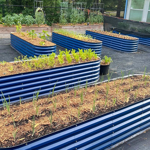 metal planter boxes layout in garden-Vegega