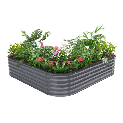 L-shaped garden bed grey-Vegega