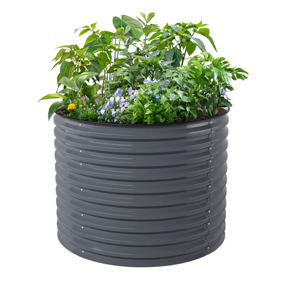 round galvanized raised garden bed grey-Vegega