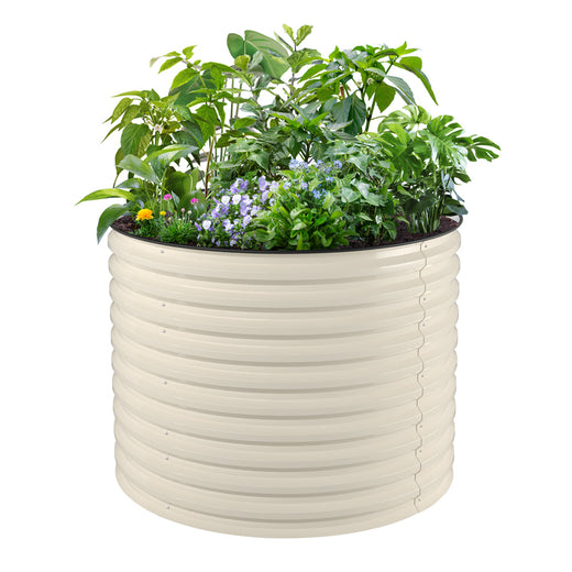 round tall metal raised garden bed white-Vegega