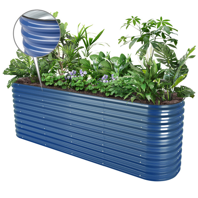 32 inches tall blue galvanized garden bed-Vegega