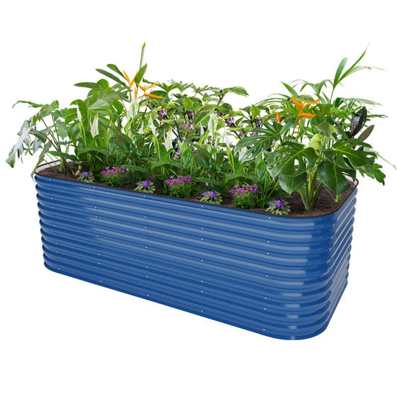 32-inch tall metal raised beds blue-Vegega