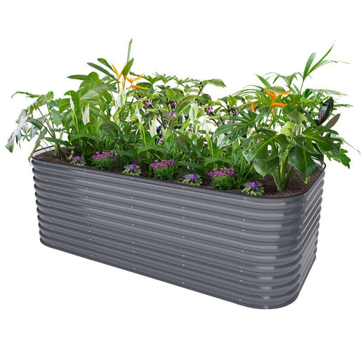 4x8 metal raised beds grey-Vegega