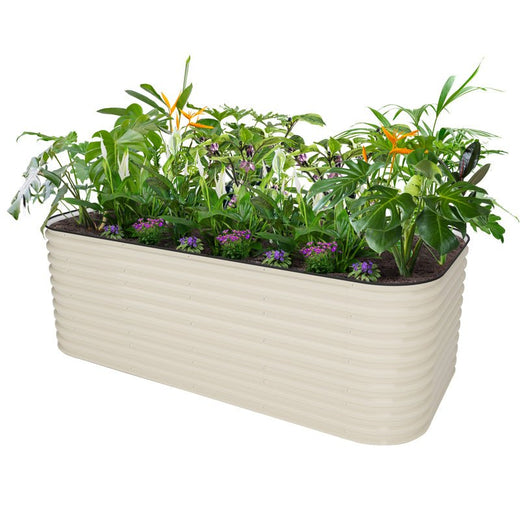 32-inch tall white 8x4 metal raised garden beds-Vegega