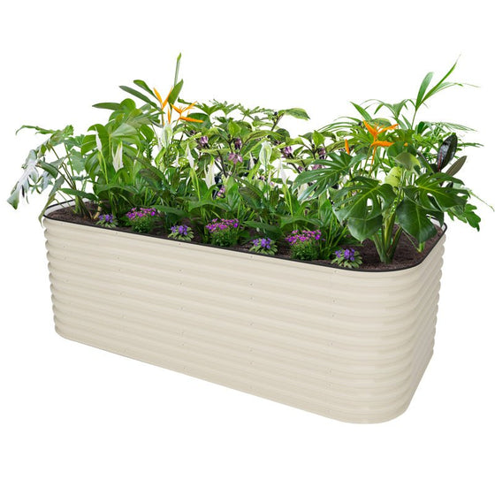 32-inch tall white 8x4 metal raised garden beds-Vegega