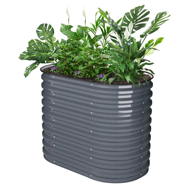 32-inch tall metal garden beds grey-Vegega