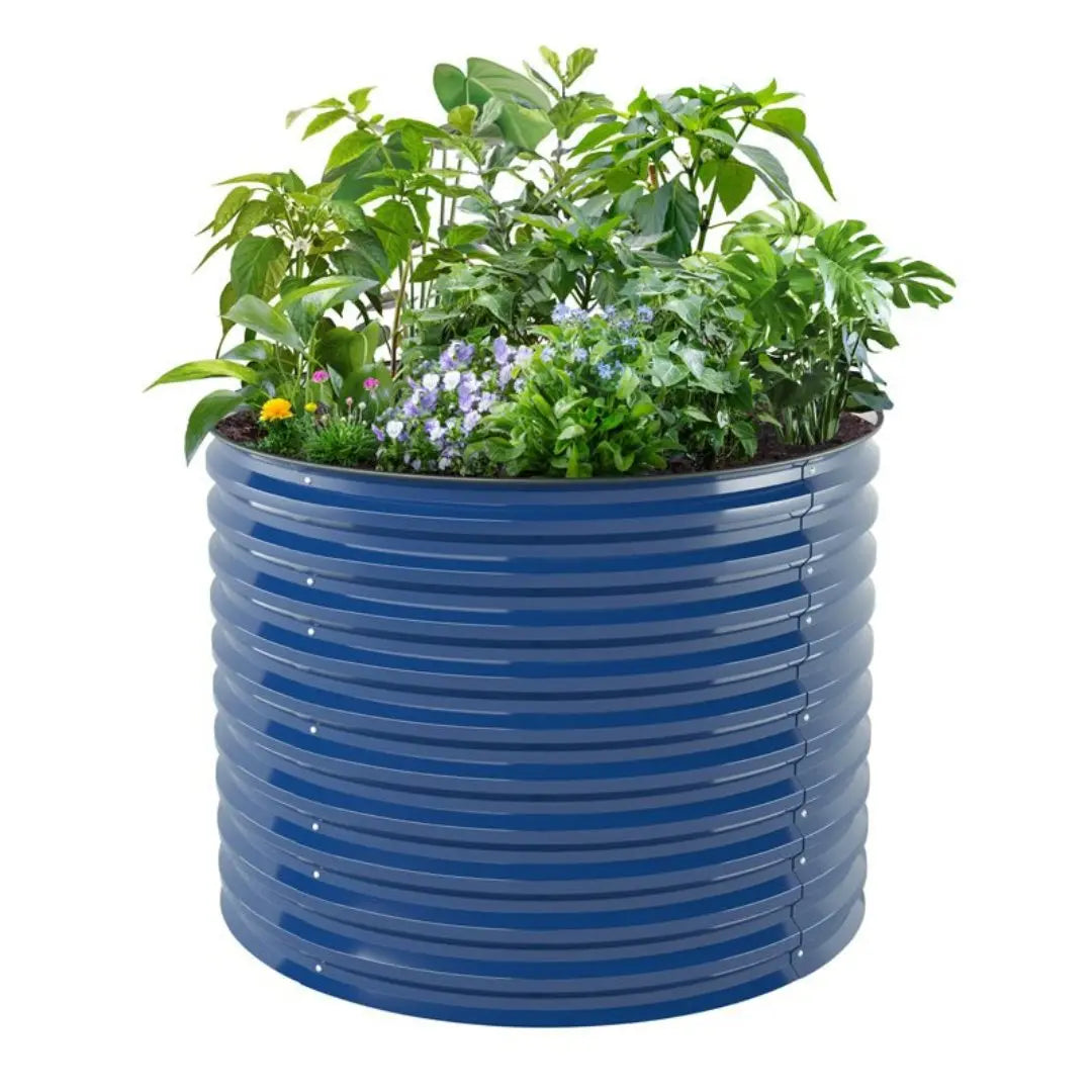 32 inches tall round raised garden bed blue-Vegega