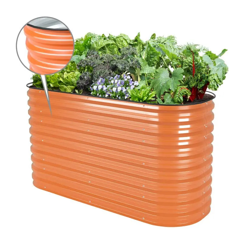 32 inches tall orange galvanized flower bed-Vegega