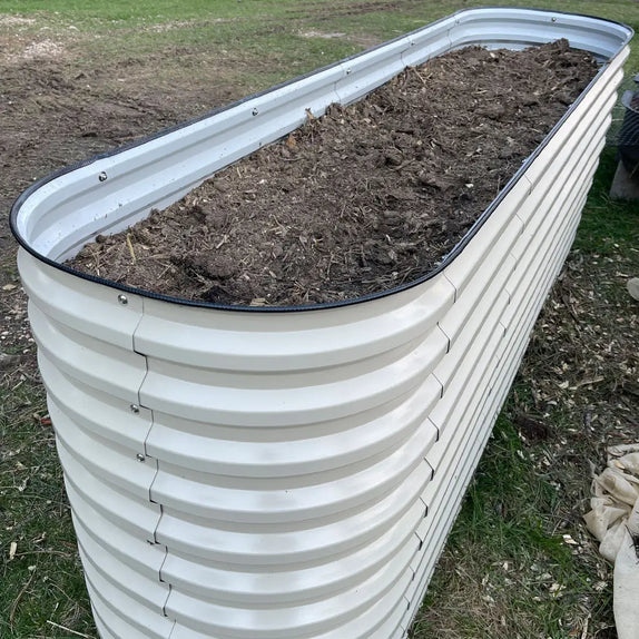 galvanized garden bed fill with soil-Vegega