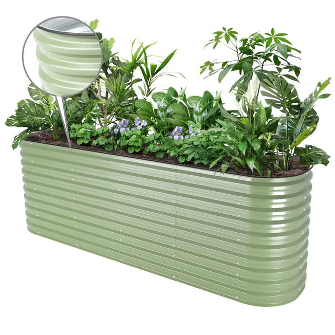 32 inches tall green galvanized raised garden bed-Vegega