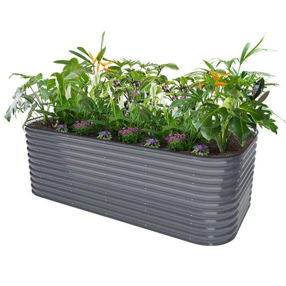 4x8 galvanized steel raised beds grey-Vegega