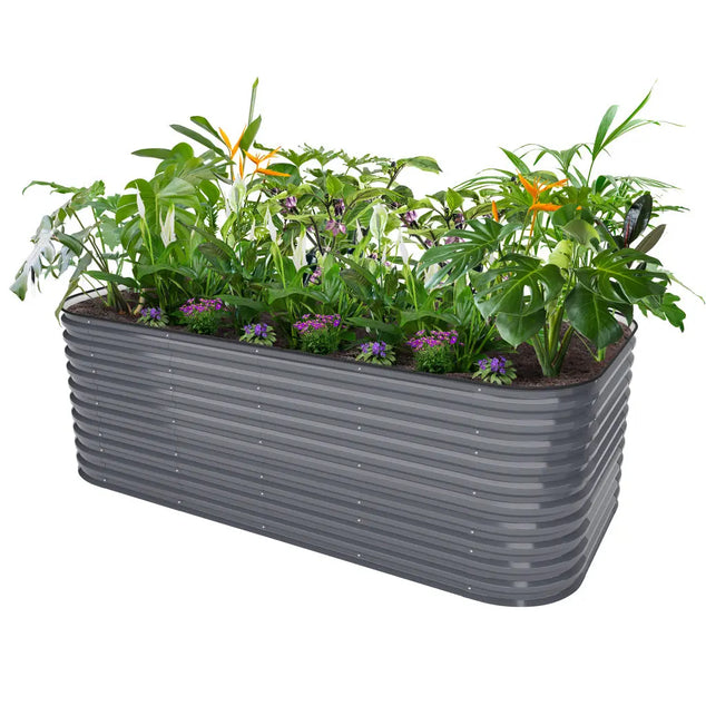 4x8 galvanized steel raised beds grey-Vegega