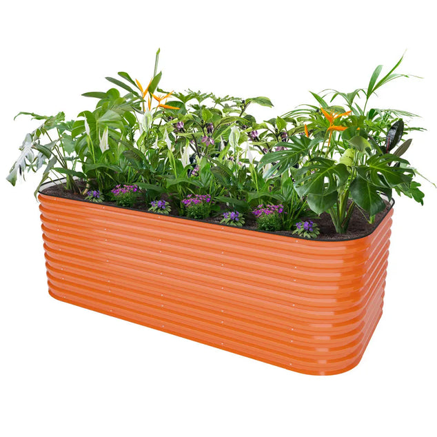 32-inch tall galvanized steel raised bed orange-Vegega