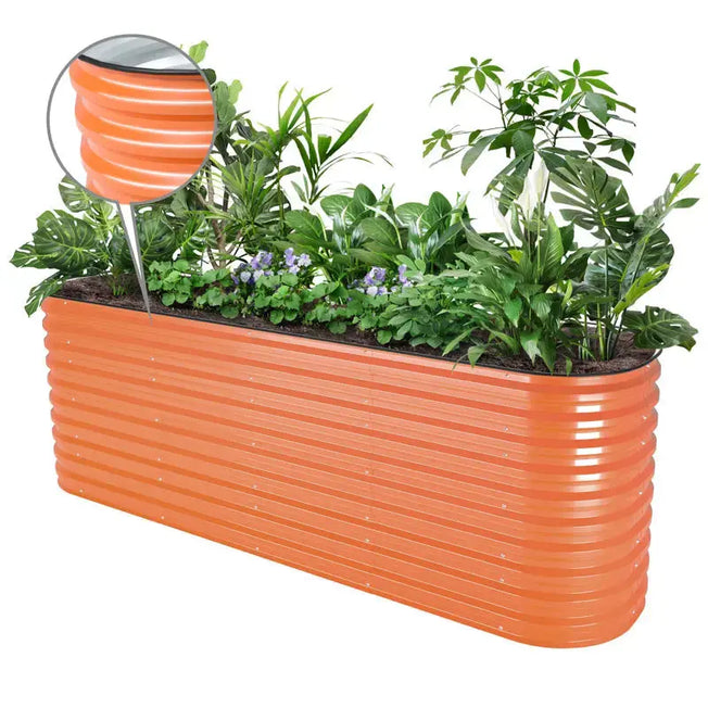 32 inches tall orange galvanised raised garden bed-Vegega