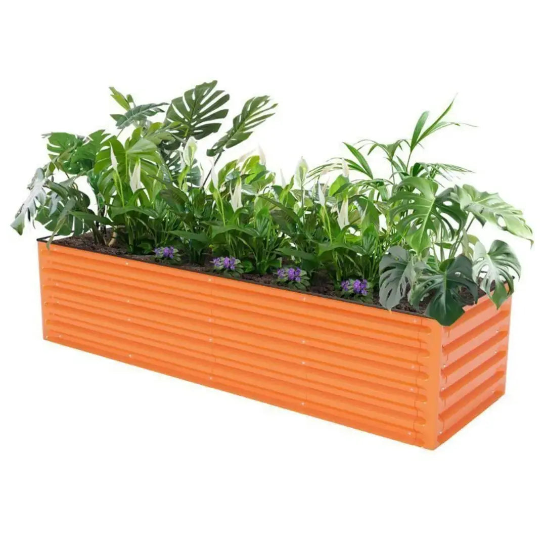 aluminum raised garden bed rectangle orange-Vegega