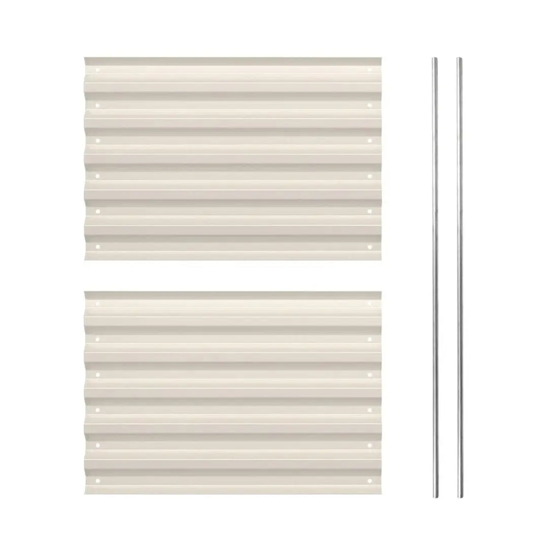 white corrugated metal panels with two bracing rods-Vegega