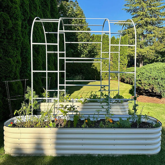 garden metal trellis on raised beds-Vegega