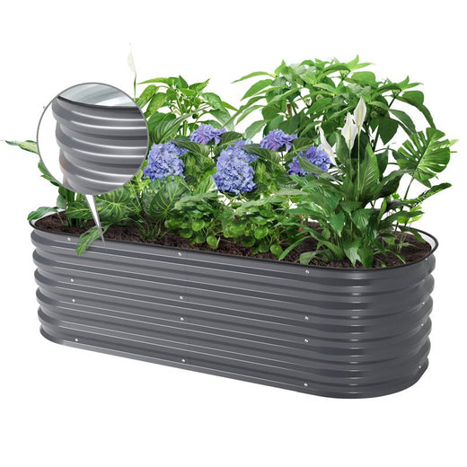 17-inch tall metal garden box grey-Vegega