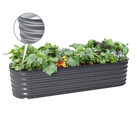 17 inches tall metal garden boxes grey-Vegega