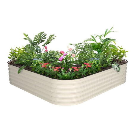 L- shaped raised garden bed white-Vegega