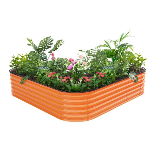 L-shaped metal garden bed orange-Vegega