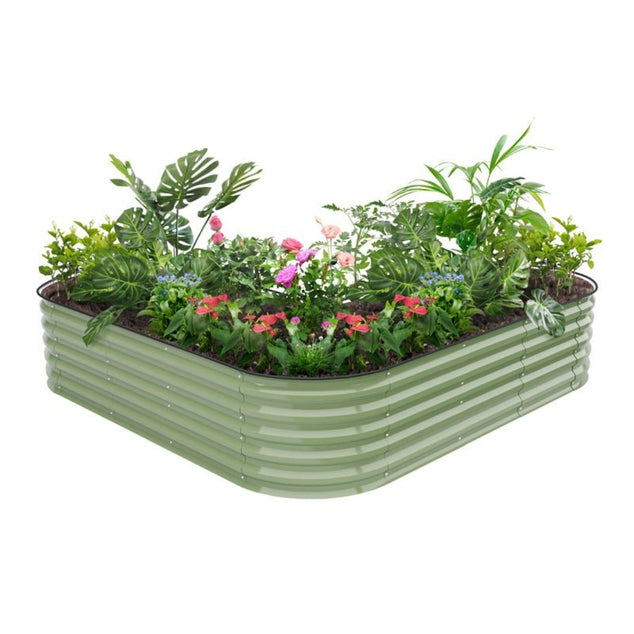 L-shaped metal raised bed green-Vegega