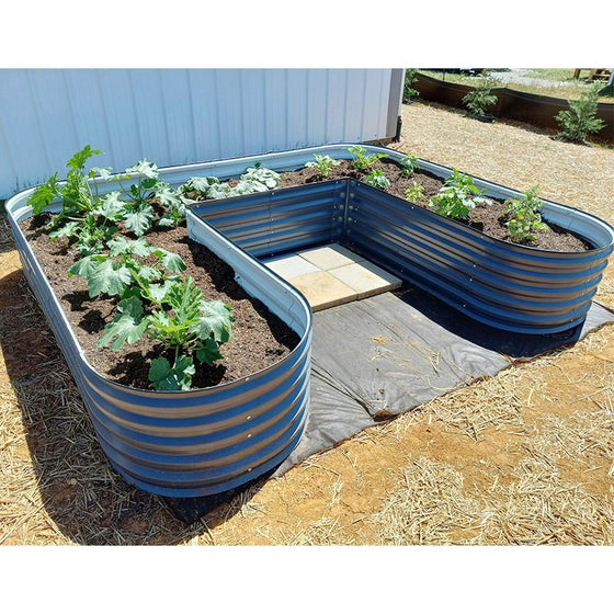 17-inch tall u-shaped raised garden bed grey-Vegega