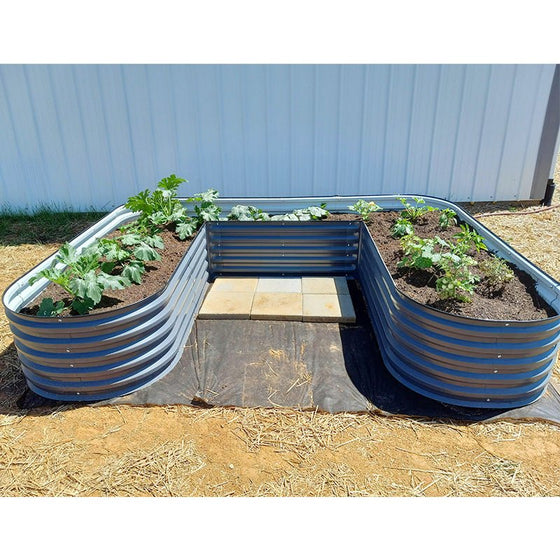 u shaped raised garden metal bed grey-Vegega