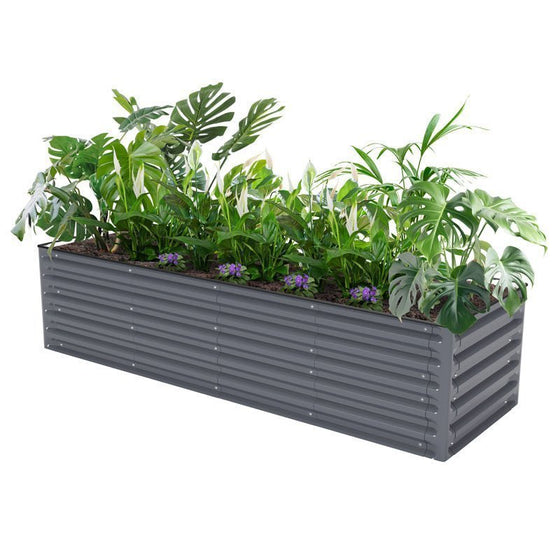 6.5x2 rectangular elevated garden beds gray-Vegega