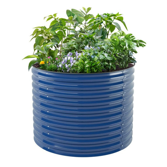 32 inches tall round raised garden bed blue-Vegega