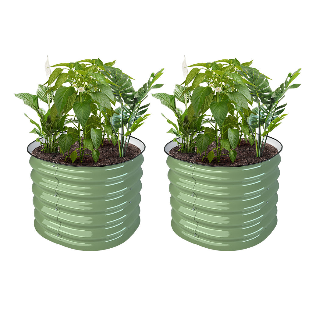 17''Tall 24” Wide Green Pair Round Metal Raised Garden Beds-Vegega